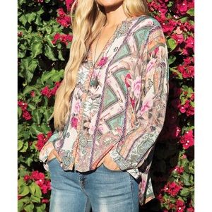 Johnny Was Resort Boxy Button Down